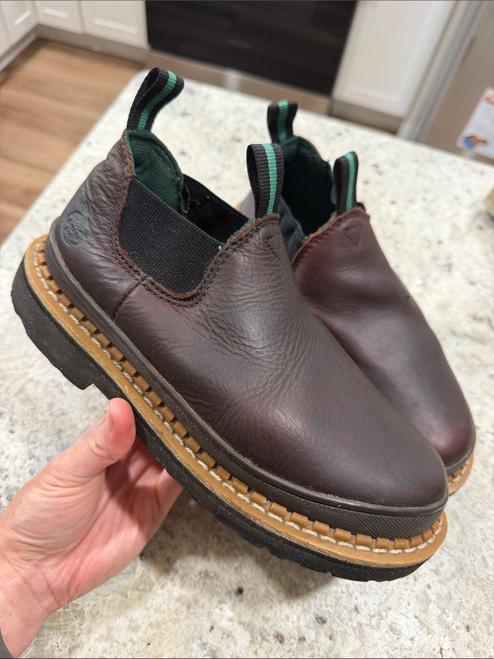 Georgia Giant Kids Boots Romeo Brown Pull On Leather Chelsea Boys Size 4.5